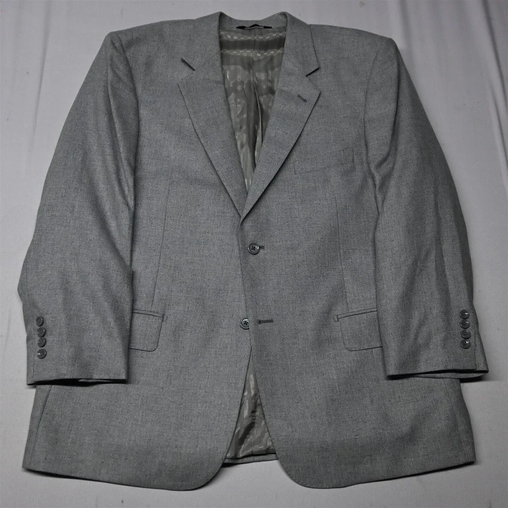 Baroni 46R Gray Heather Birdseye Silk Wool Mens Blazer Suit Jacket Sport‎ Coat